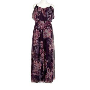 Candalite Spaghetti Strap Floral Sheer Sparkly Fairy Whimisgoth Maxi Dress (PL)
